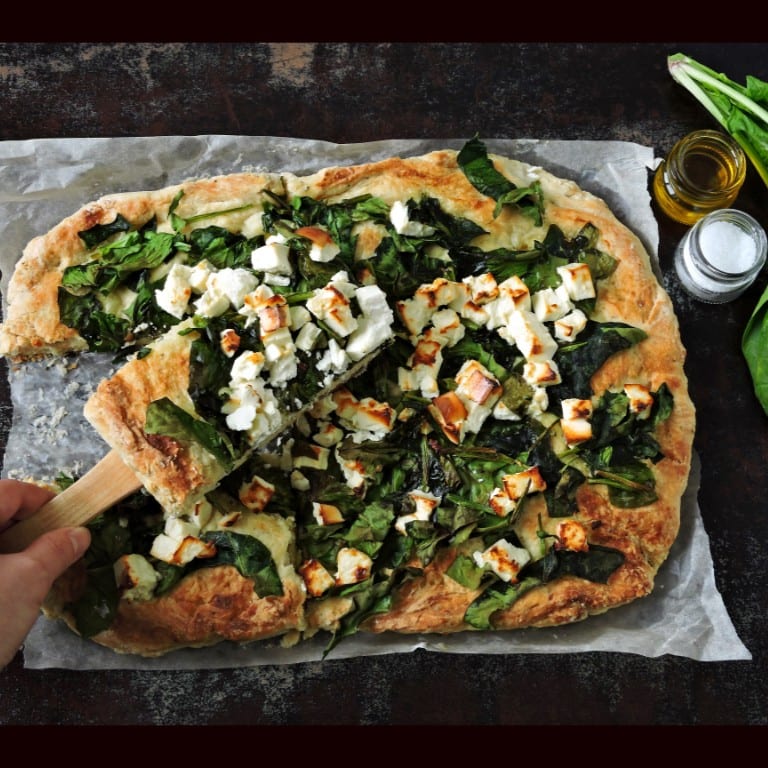Spinach pizza.