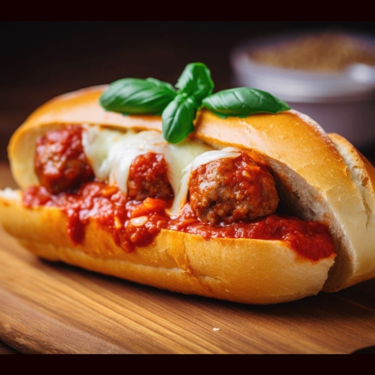 Meatball parmigiana hero.