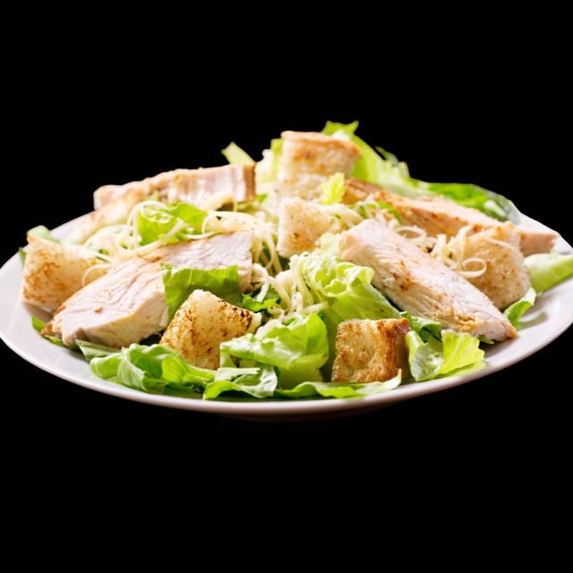 Fried chicken Caesar salad catering.