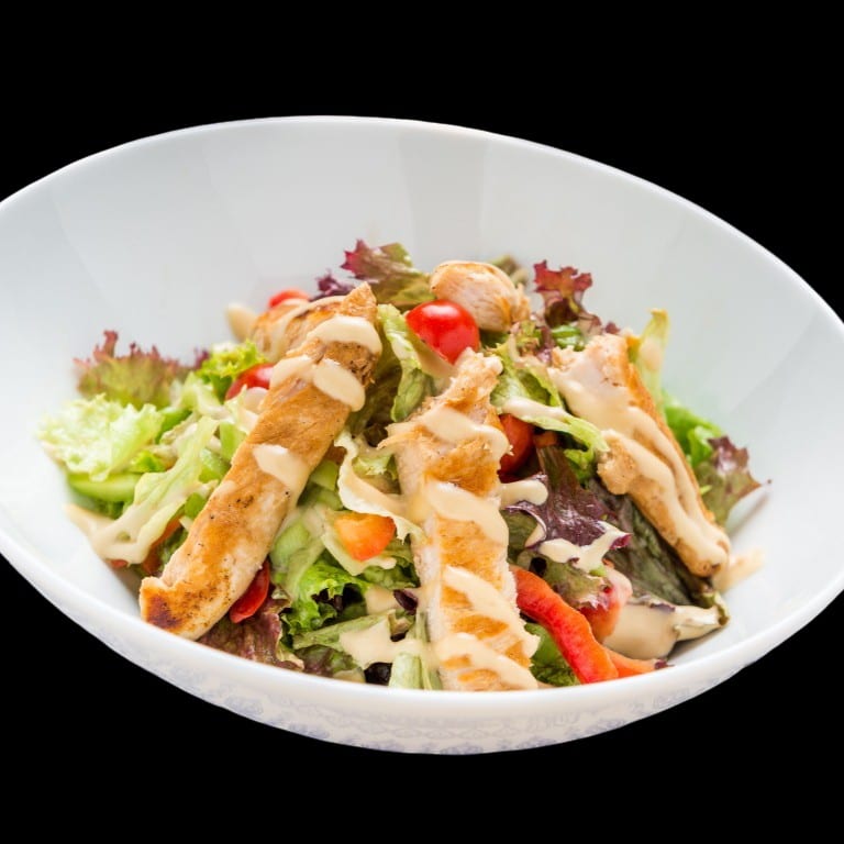 Chicken cutlet salad.