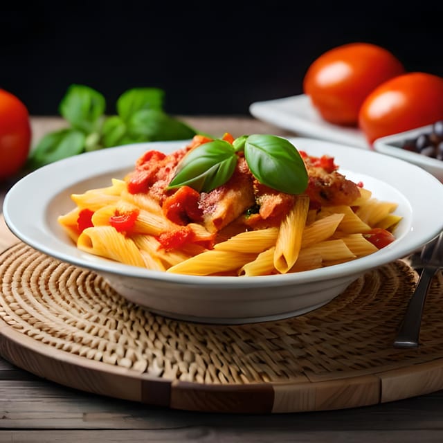 Penne with meatball catering.