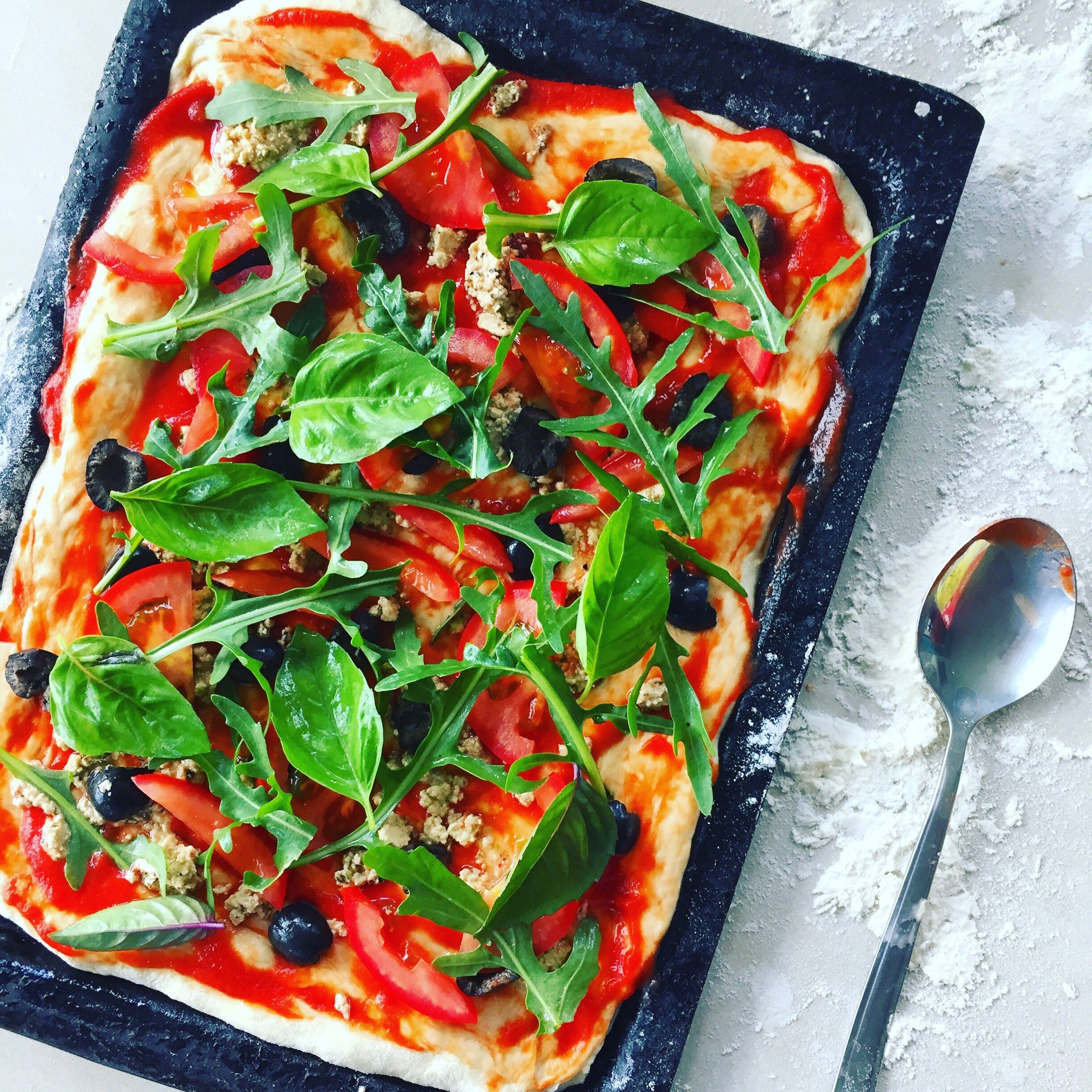 Square pizza slice.