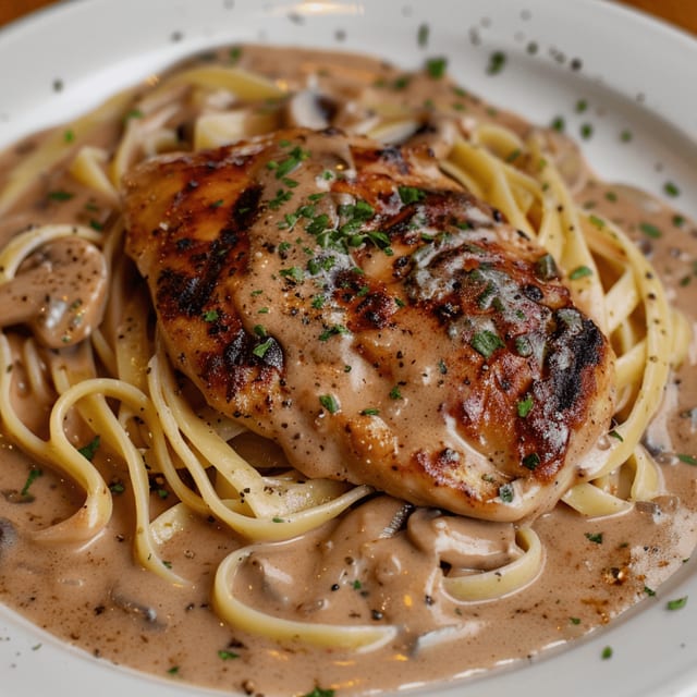 Chicken marsala with mushrooms.