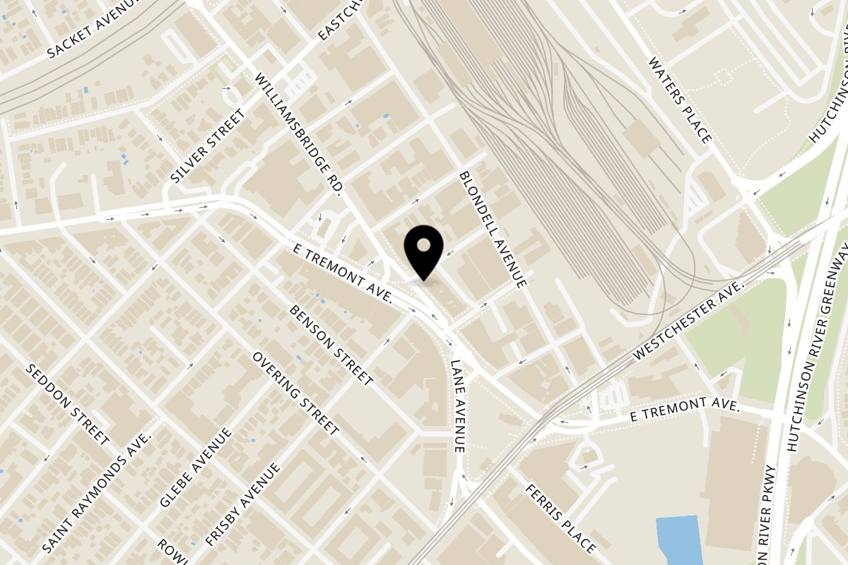 Map showing the location of Cestra's Pizza III on 44 Westchester Square in Bronx